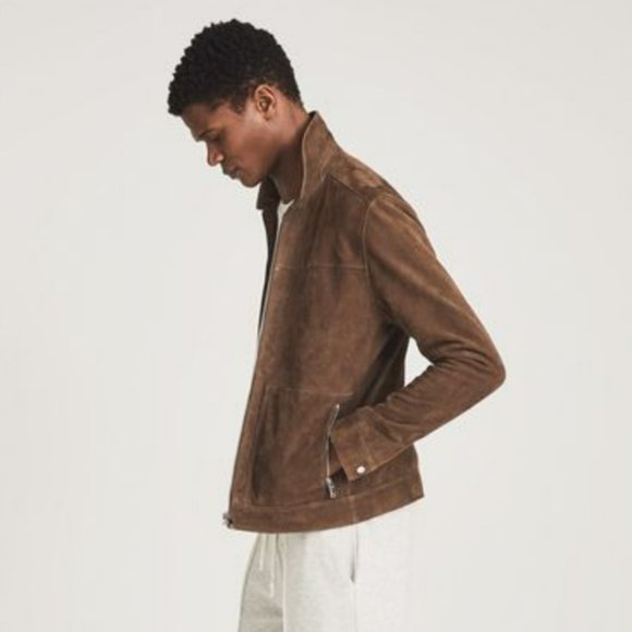 Reiss Suede Leather Zip Jacket - Picture 3 of 7